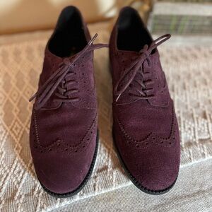 Marc Fisher Maroon/Purple Suede Wingtip Lace up Loafers. Women’s Size 7 1/2